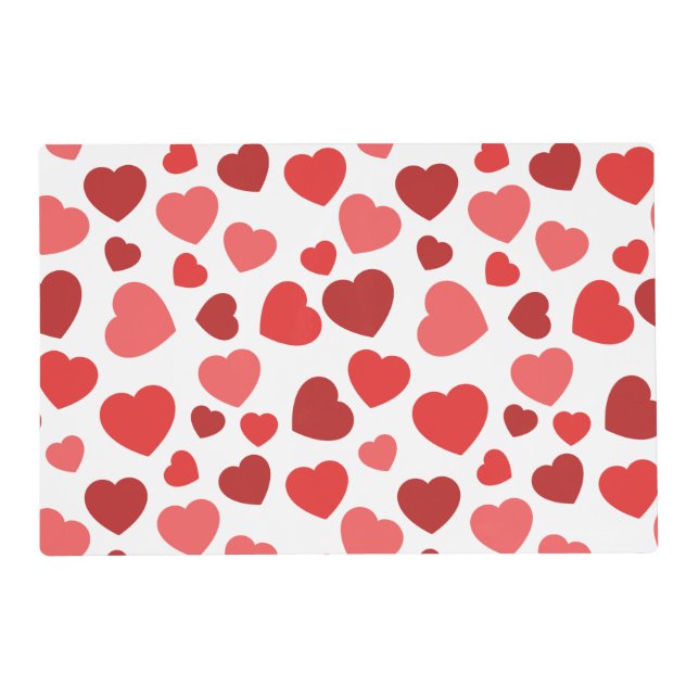 Pattern Of Hearts, Red Hearts, Hearts Pattern Placemat (Front)