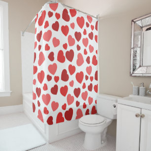 Pattern Of Hearts, Red Hearts, Hearts Pattern Shower Curtain