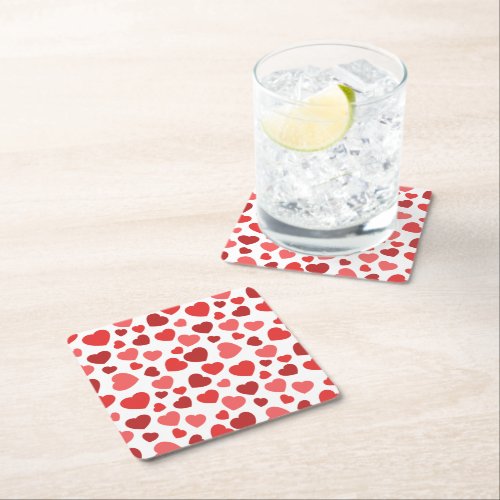 Pattern Of Hearts Red Hearts Hearts Pattern Square Paper Coaster