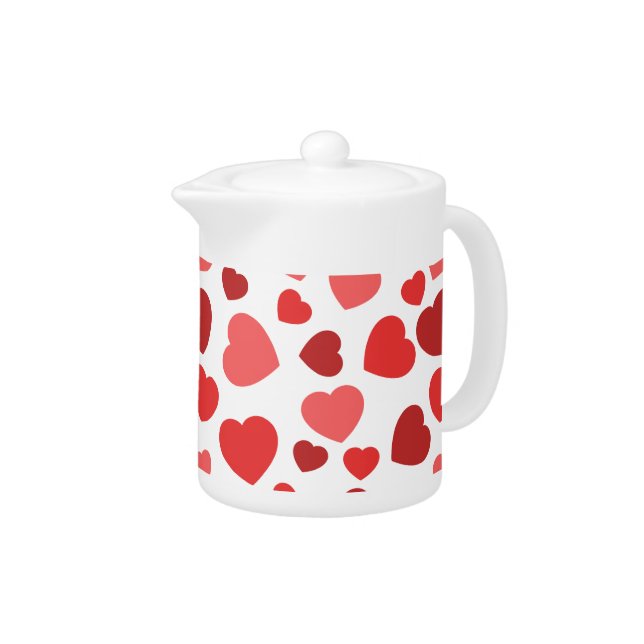 Pattern Of Hearts, Red Hearts, Hearts Pattern Teapot (Right)