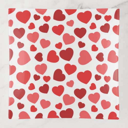 Pattern Of Hearts Red Hearts Hearts Pattern Trinket Tray