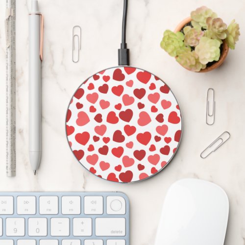Pattern Of Hearts Red Hearts Hearts Pattern Wireless Charger