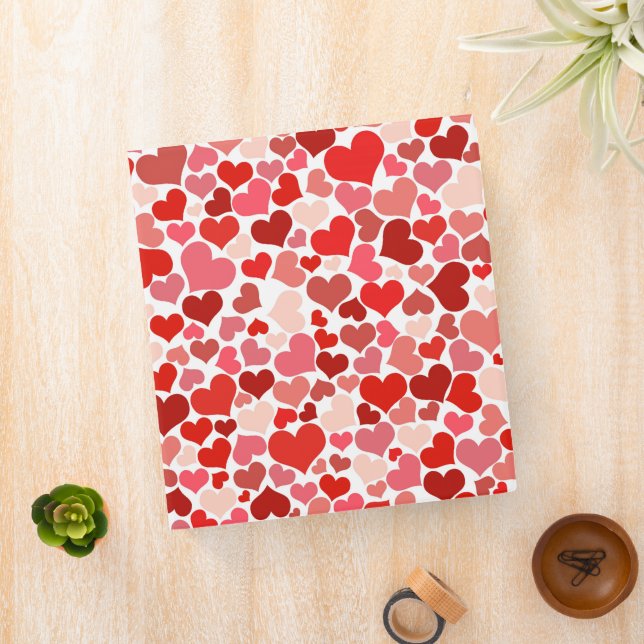 Pattern Of Hearts, Red Hearts, Love 3 Ring Binder (In Situ)