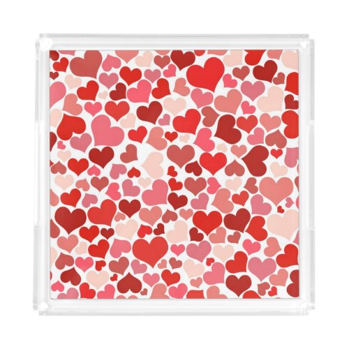 Pattern Of Hearts Red Hearts Love Acrylic Tray