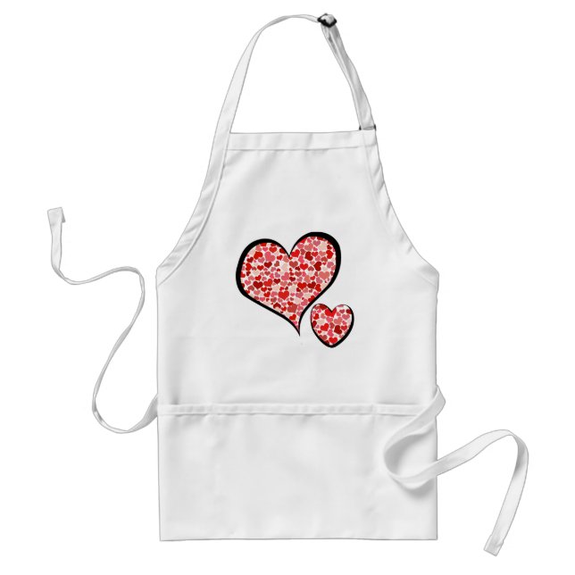 Pattern Of Hearts, Red Hearts, Love Adult Apron (Front)