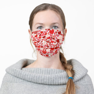 Pattern Of Hearts, Red Hearts, Love Adult Cloth Face Mask