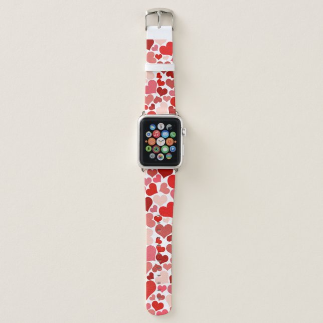 Pattern Of Hearts, Red Hearts, Love Apple Watch Band (Front)