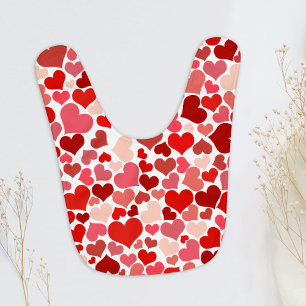 Pattern Of Hearts, Red Hearts, Love Baby Bib