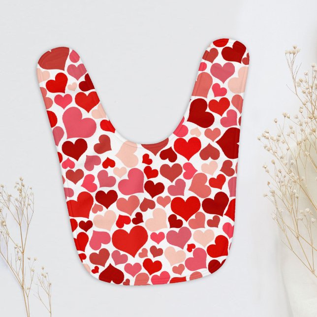 Pattern Of Hearts, Red Hearts, Love Baby Bib (Creator Uploaded)