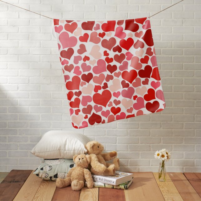 Pattern Of Hearts, Red Hearts, Love Baby Blanket (In Situ)