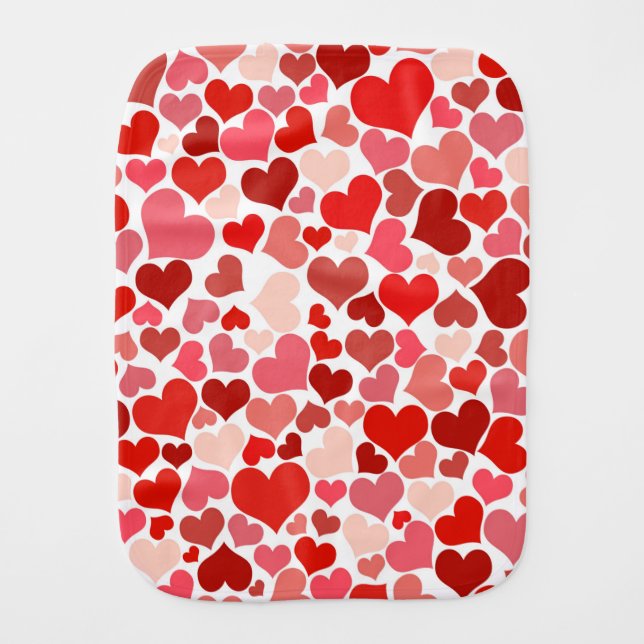 Pattern Of Hearts, Red Hearts, Love Baby Burp Cloth (Front)