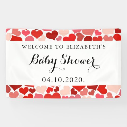 Pattern Of Hearts Red Hearts Love Baby Shower Banner