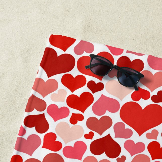 Pattern Of Hearts, Red Hearts, Love Beach Towel (In Situ)