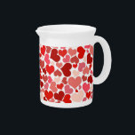 Pattern Of Hearts, Red Hearts, Love Beverage Pitcher<br><div class="desc">Cute,  fun and adorable pattern with red hearts. Modern and trendy gift,  perfect for Valentine's Day.</div>