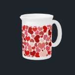Pattern Of Hearts, Red Hearts, Love Beverage Pitcher<br><div class="desc">Cute,  fun and adorable pattern with red hearts. Modern and trendy gift,  perfect for Valentine's Day.</div>