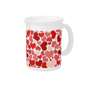 Pattern Of Hearts, Red Hearts, Love Beverage Pitcher