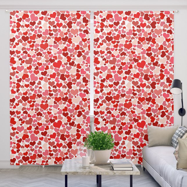Pattern Of Hearts, Red Hearts, Love Blackout Curtains (Living Room)