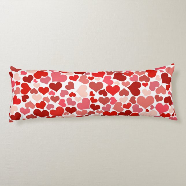 Pattern Of Hearts, Red Hearts, Love Body Pillow (Back)