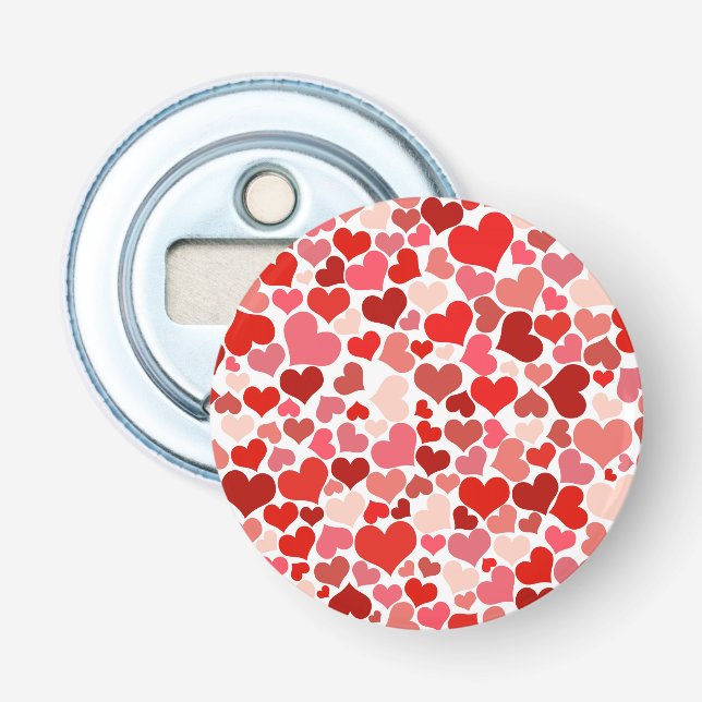 Pattern Of Hearts, Red Hearts, Love Bottle Opener (Front)