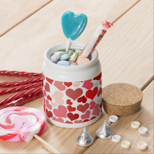 Pattern Of Hearts, Red Hearts, Love Candy Jar