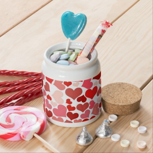 Pattern Of Hearts Red Hearts Love Candy Jar