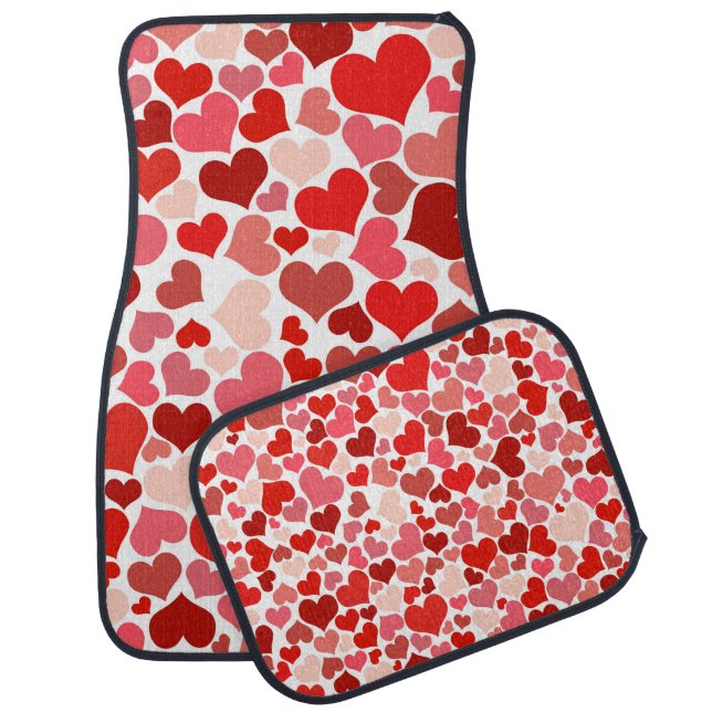 Pattern Of Hearts, Red Hearts, Love Car Floor Mat (Set)