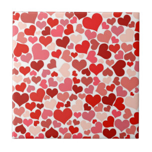 Pattern Of Hearts, Red Hearts, Love Ceramic Tile