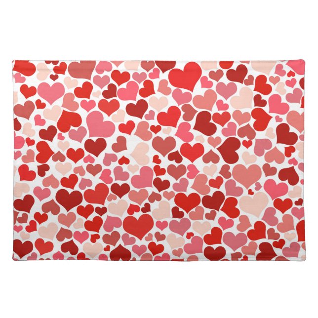 Pattern Of Hearts, Red Hearts, Love Cloth Placemat (Front)