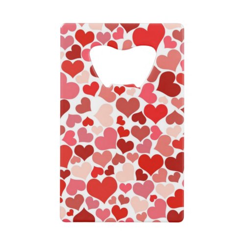 Pattern Of Hearts Red Hearts Love Credit Card Bottle Opener