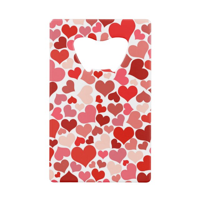 Pattern Of Hearts, Red Hearts, Love Credit Card Bottle Opener (Front)