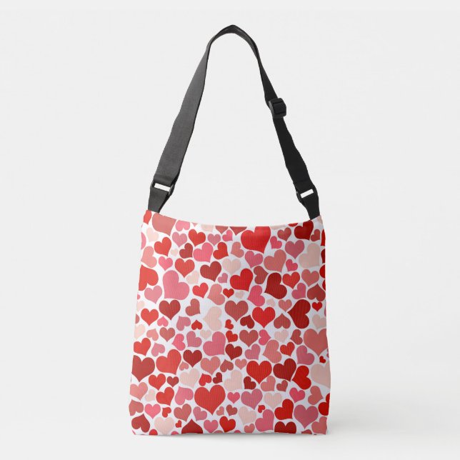 Pattern Of Hearts, Red Hearts, Love Crossbody Bag (Front)