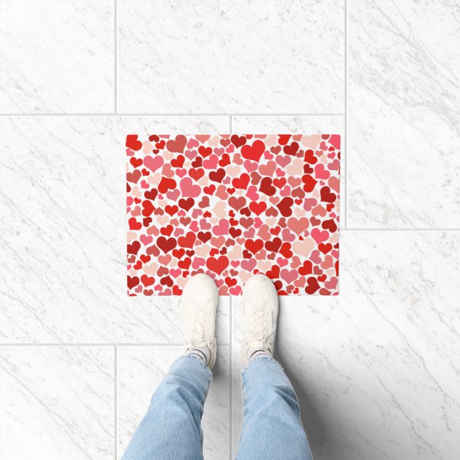 Pattern Of Hearts, Red Hearts, Love Doormat (Indoor)