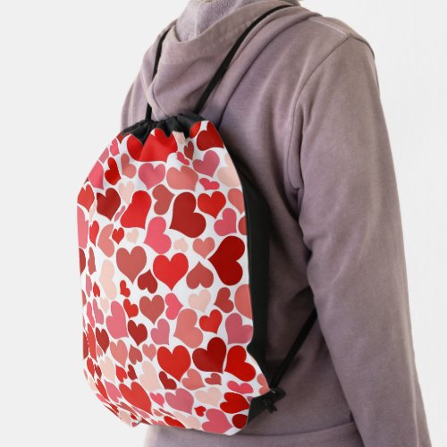 Pattern Of Hearts Red Hearts Love Drawstring Bag