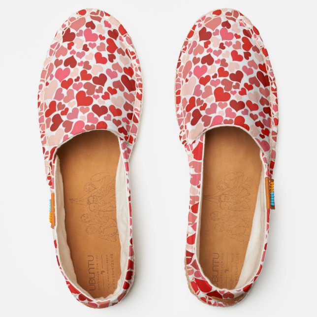 Pattern Of Hearts, Red Hearts, Love Espadrilles (Front)
