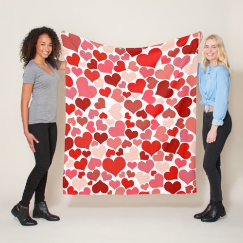 Pattern Of Hearts Red Hearts Love Fleece Blanket