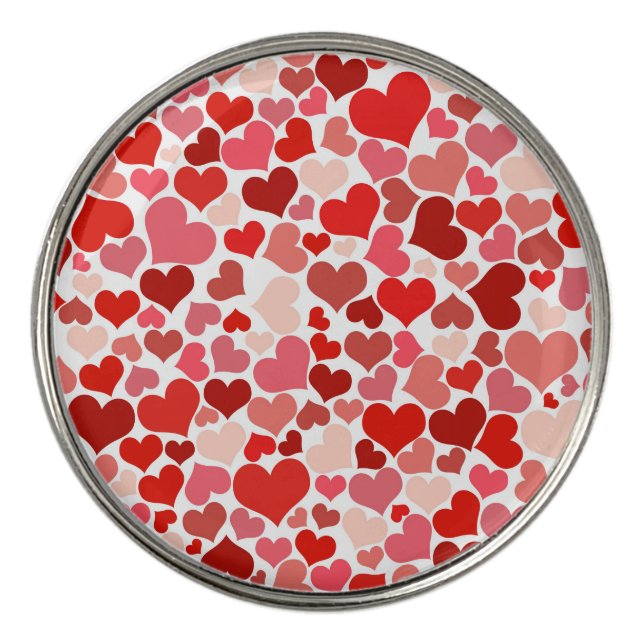 Pattern Of Hearts, Red Hearts, Love Golf Ball Marker (Front)