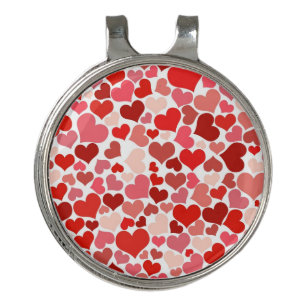 Pattern Of Hearts, Red Hearts, Love Golf Hat Clip