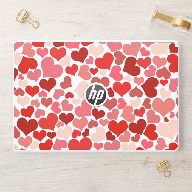 Pattern Of Hearts, Red Hearts, Love HP Laptop Skin (Desk)
