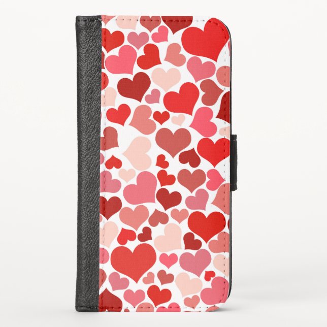Pattern Of Hearts, Red Hearts, Love iPhone Wallet Case (Front)