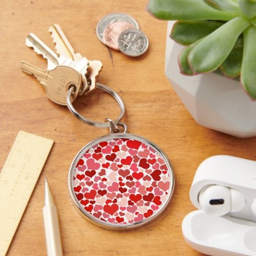 Pattern Of Hearts Red Hearts Love Keychain