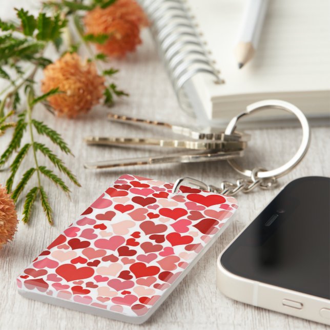 Pattern Of Hearts, Red Hearts, Love Keychain (Front Right)