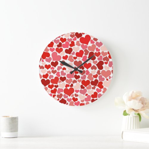 Pattern Of Hearts Red Hearts Love Large Clock