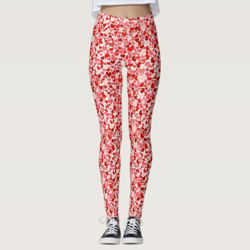 Pattern Of Hearts Red Hearts Love Leggings