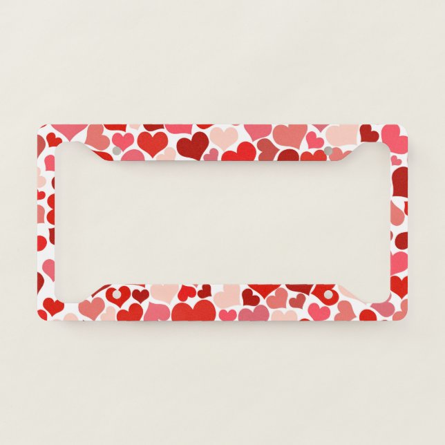 Pattern Of Hearts, Red Hearts, Love License Plate Frame (Front)