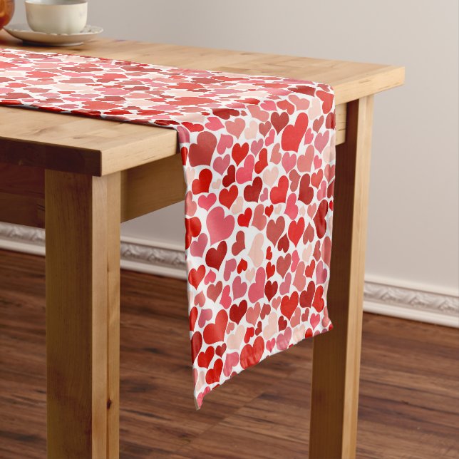 Pattern Of Hearts, Red Hearts, Love Medium Table Runner (In Situ)