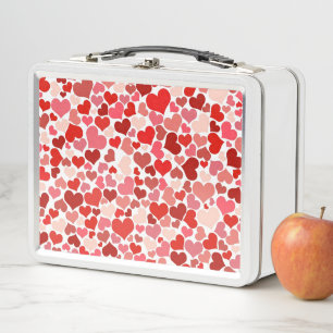 Pattern Of Hearts, Red Hearts, Love Metal Lunch Box