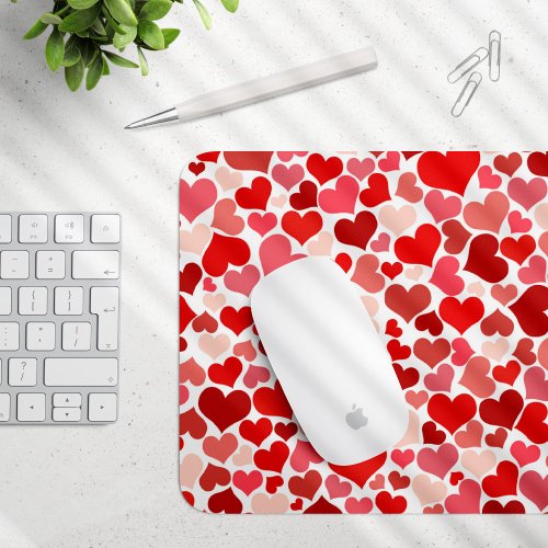 Pattern Of Hearts Red Hearts Love Mouse Pad