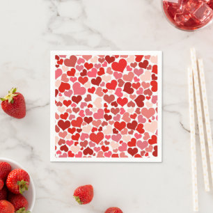 Pattern Of Hearts, Red Hearts, Love Napkins