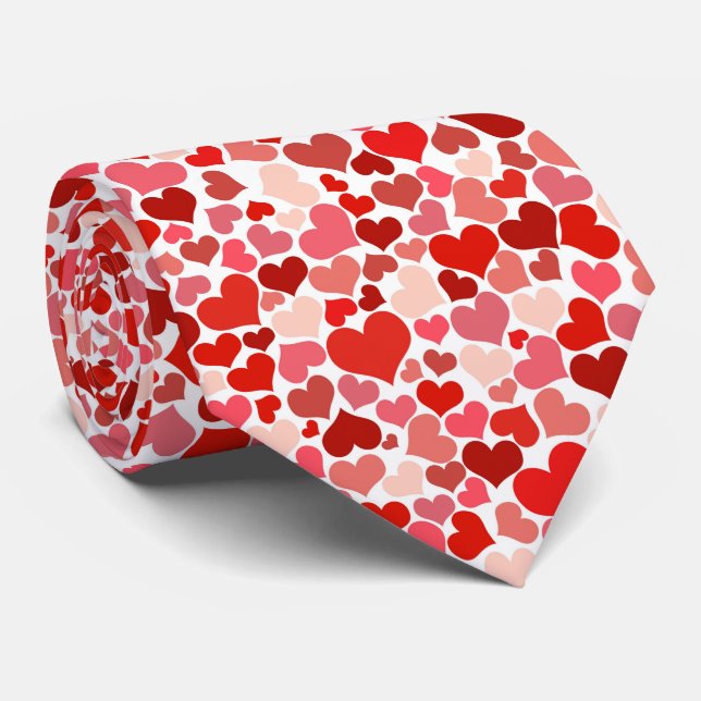 Pattern Of Hearts, Red Hearts, Love Neck Tie (Rolled)