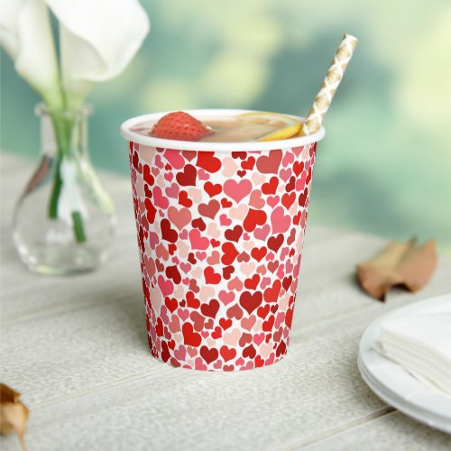 Pattern Of Hearts Red Hearts Love Paper Cups
